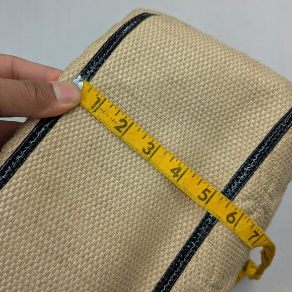 ♠️Kate Spade Quilted Woven Straw Satchel Hand Bag with Bow Accent Beige - Picture 17 of 17